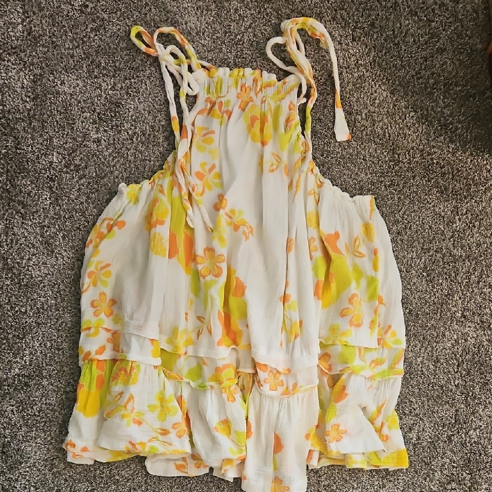 Free People Floral Dress - White, Yellow, Orange